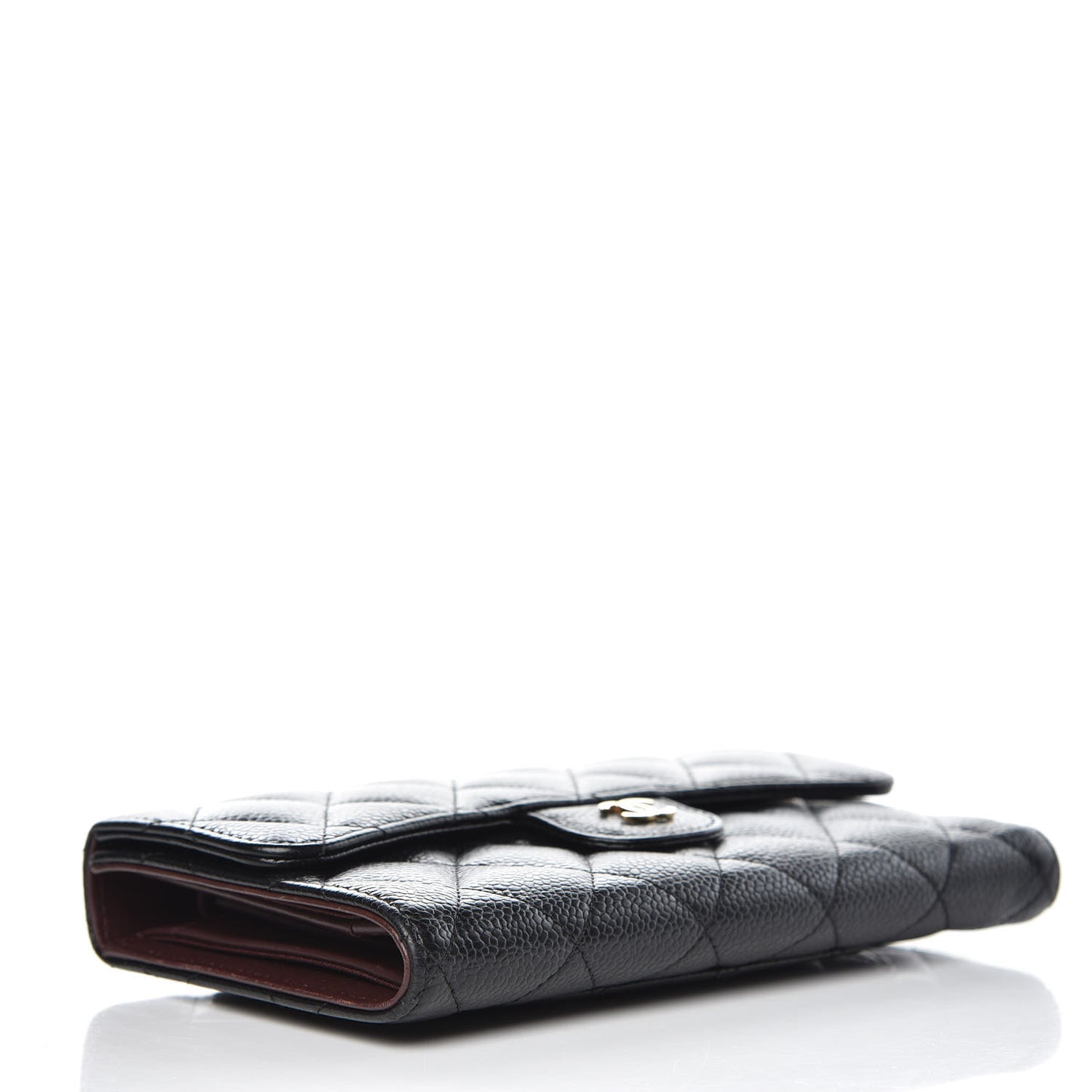 Caviar Quilted Large Flap Wallet Black