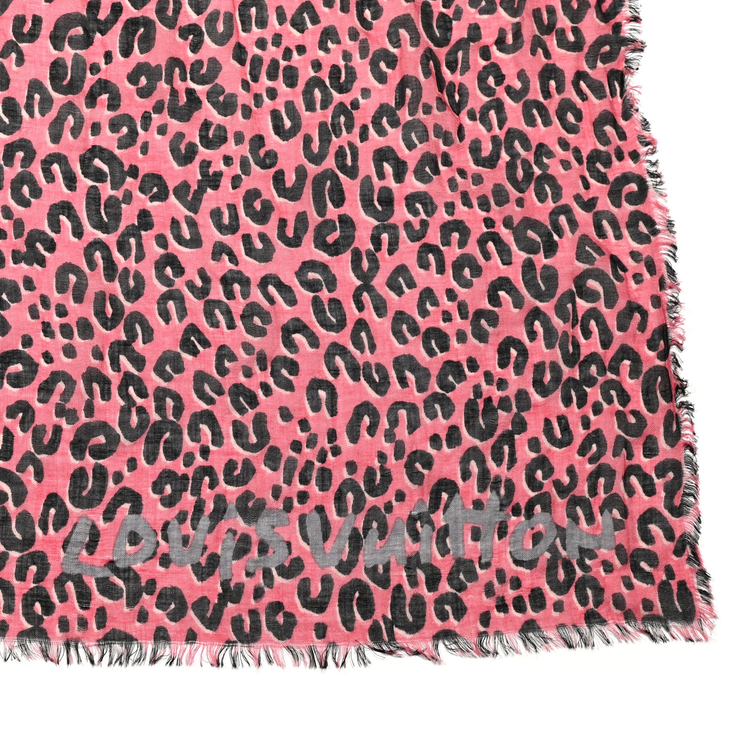Cashmere Silk Leopard Etole Stole Corail