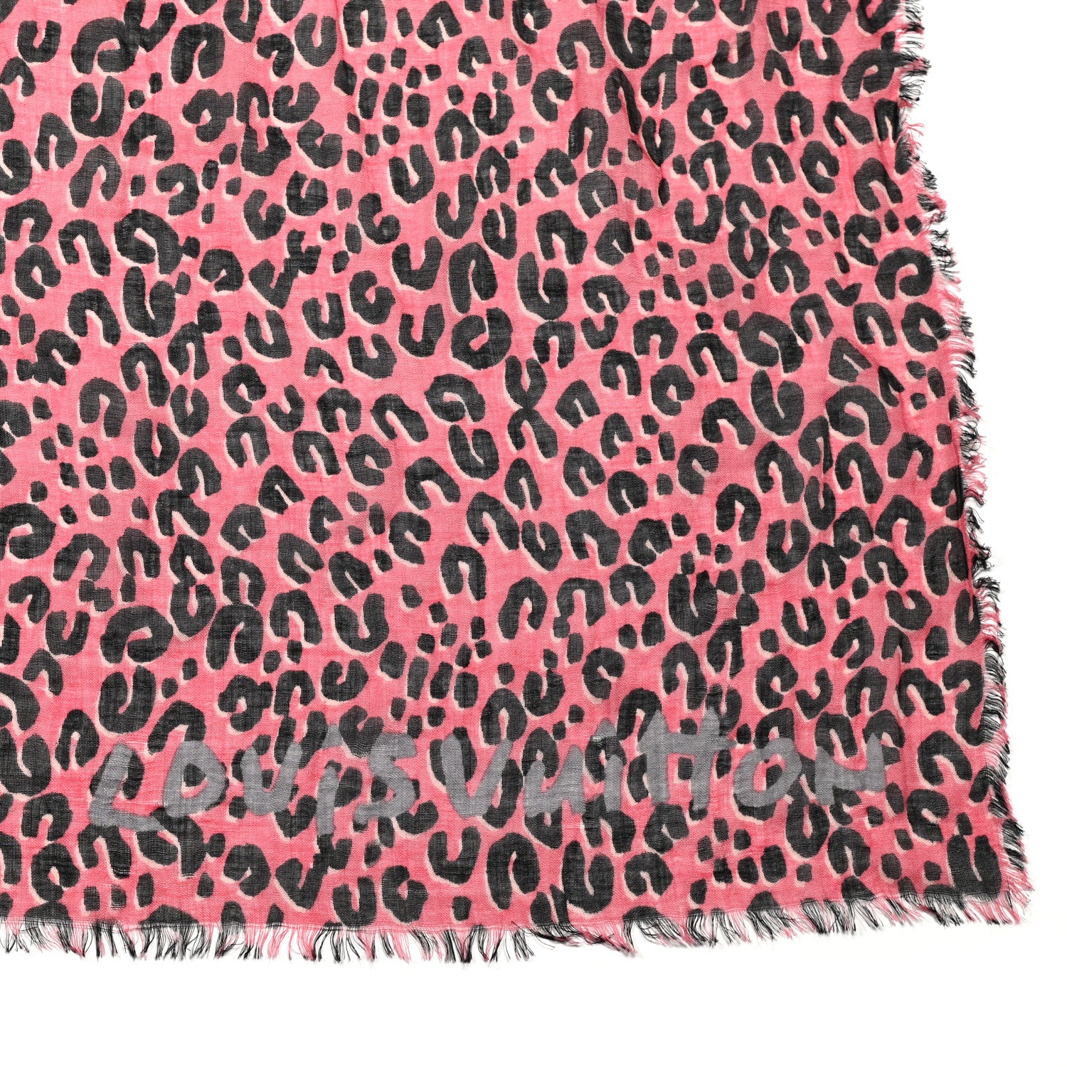 Louis Vuitton Cashmere Silk Leopard Etole Stole Corail 2 of 4