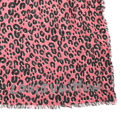 Louis Vuitton Cashmere Silk Leopard Etole Stole Corail 2 of 4