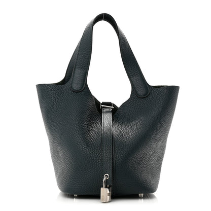 Hermes Taurillon Clemence Picotin Lock 18 PM Vert Cypress 1 of 10