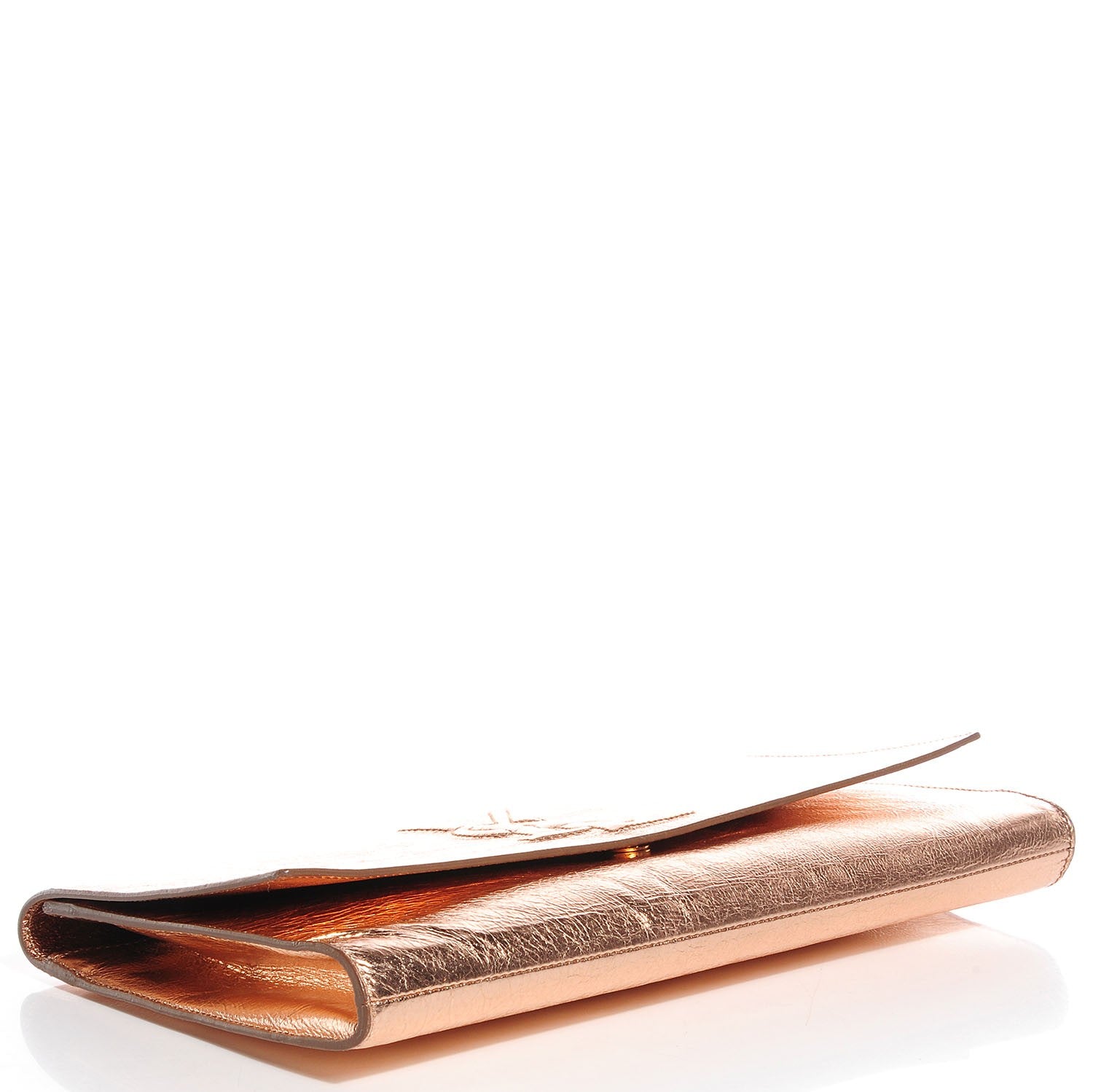 Saint Laurent Metallic Leather Large Belle De Jour Clutch Rose Gold 4 of 6