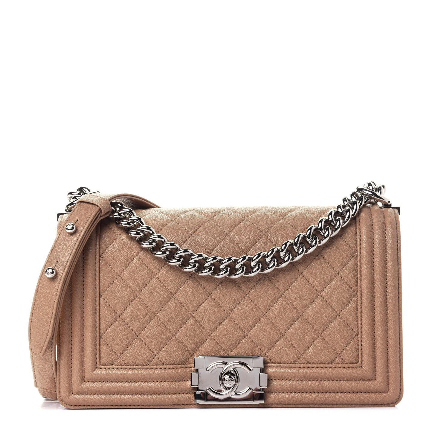 Caviar Quilted Medium Boy Flap Beige