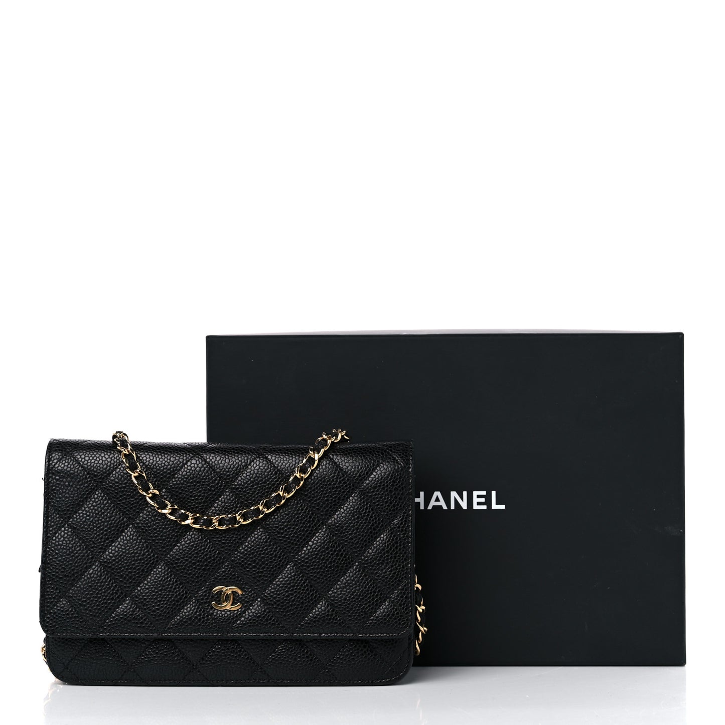 Caviar Quilted Wallet on Chain WOC Black