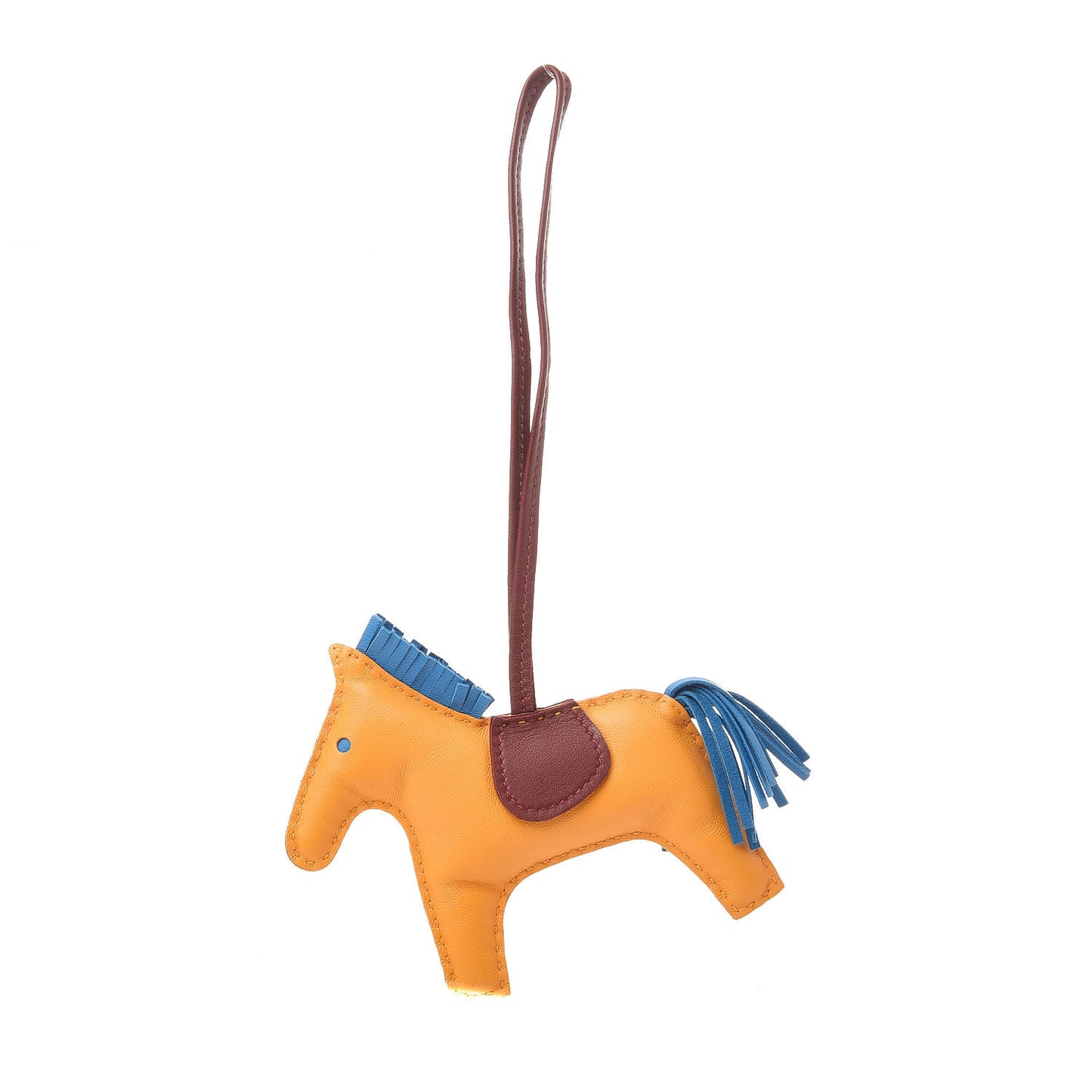 Milo Lambskin Grigri Rodeo Horse Bag Charm MM Jaune D'Or Bleu Zanzibar Rouge H