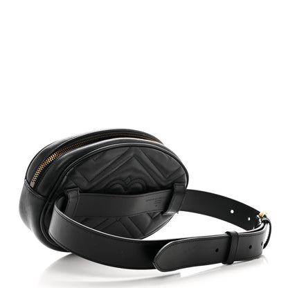 Gucci Calfskin Matelasse GG Marmont Belt Bag 75 30 Black 3 of 10