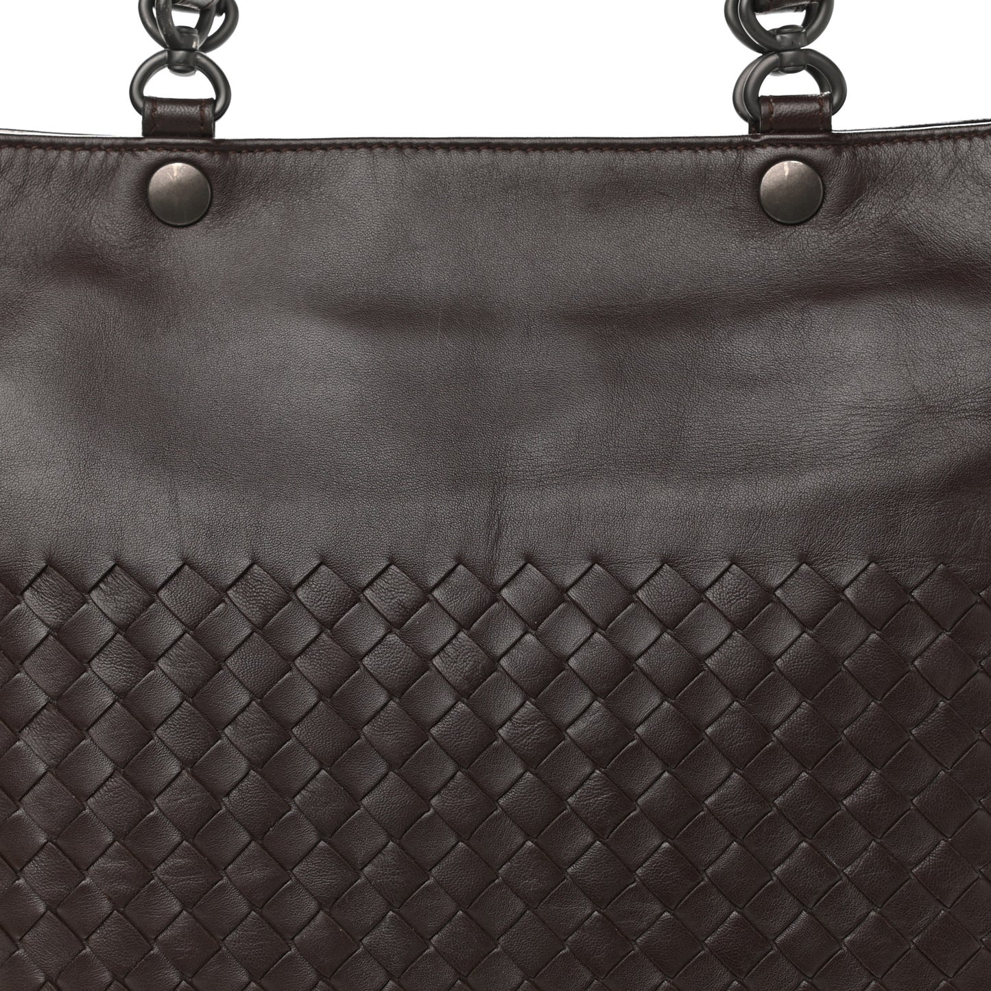 Nappa Intrecciato Flat Shoulder Bag Ebano