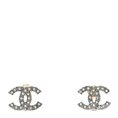 Chanel Ruthenium CHANEL Crystal Studded CC Earrings 1 of 4
