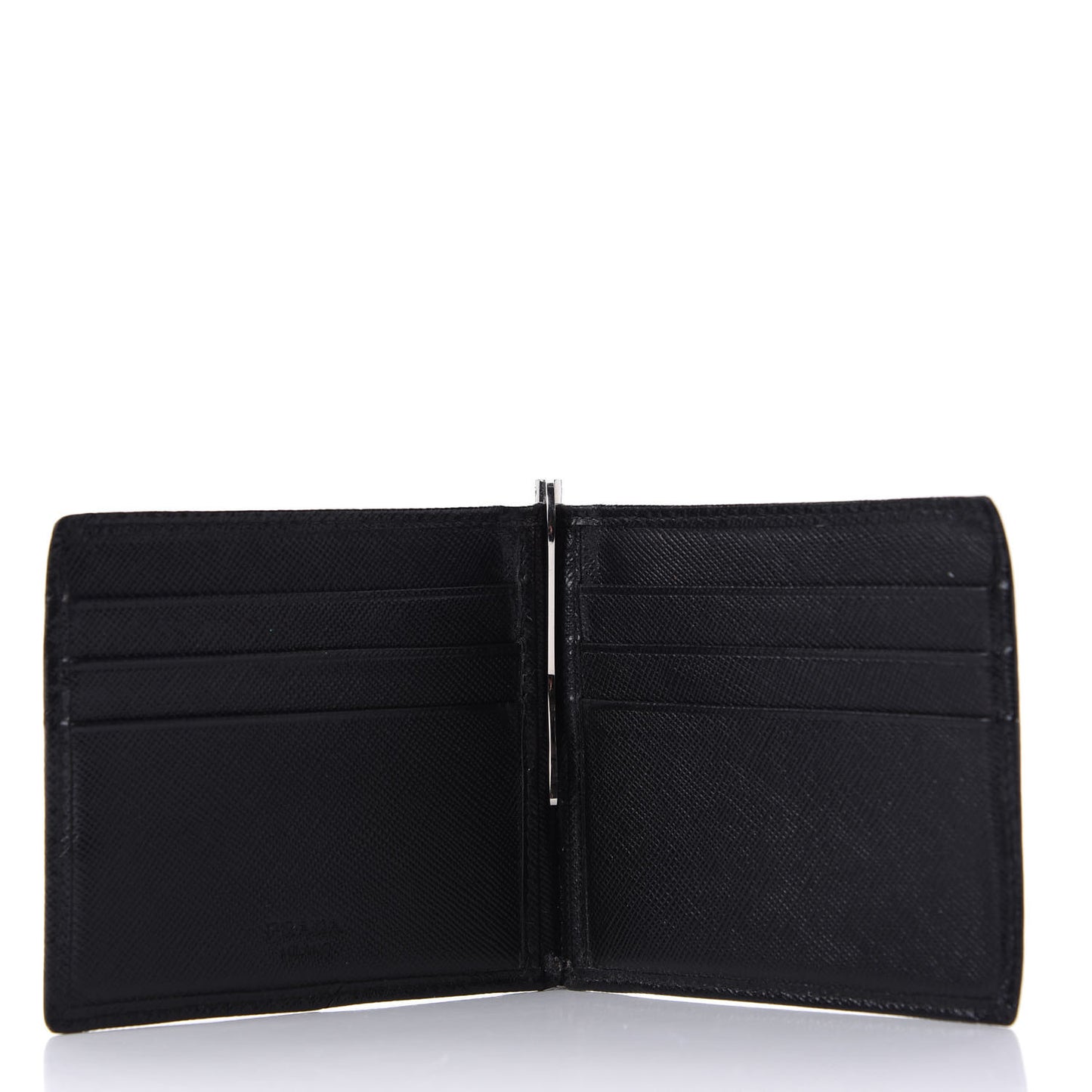Saffiano Money Clip Bi-Fold Wallet Black
