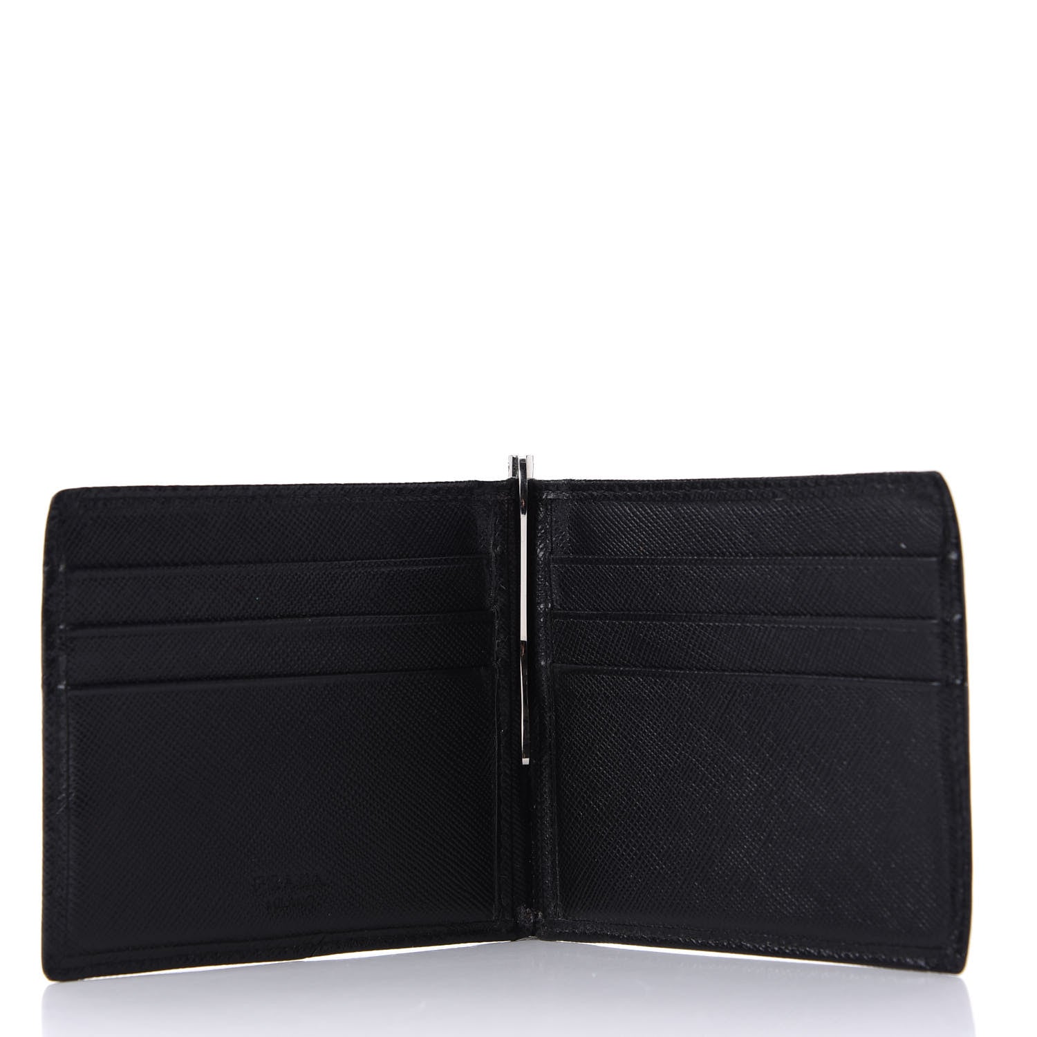 Prada Saffiano Money Clip Bi-Fold Wallet Black 5 of 13