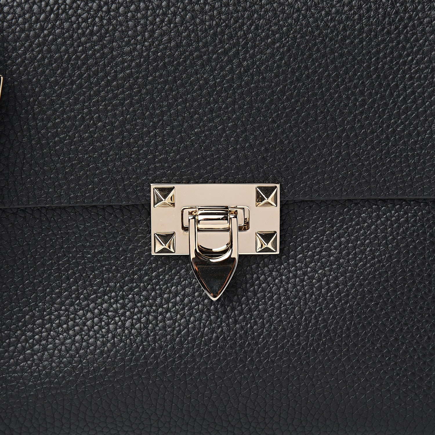 Valentino Garavani Pebbled Calfskin Rockstud Flip Lock Flap Messenger Black 8 of 8
