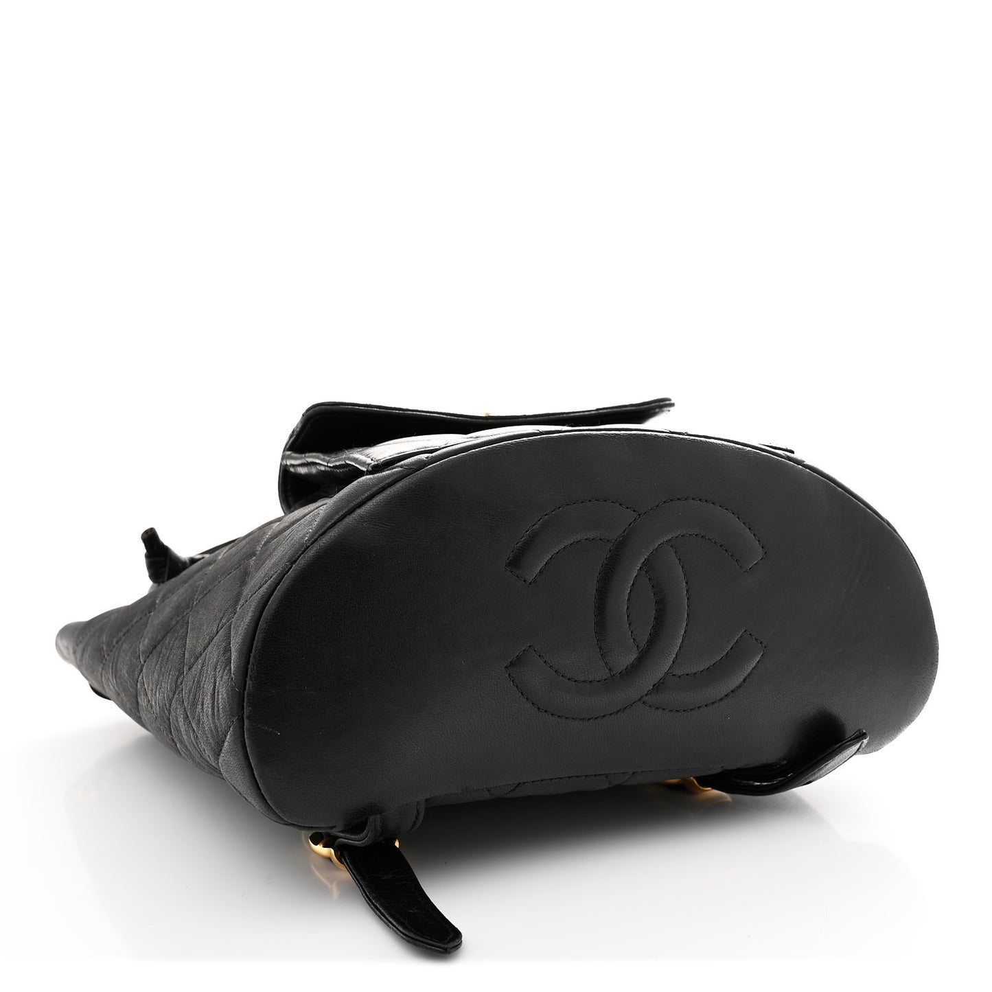 Lambskin Quilted Drawstring Backpack Black Black