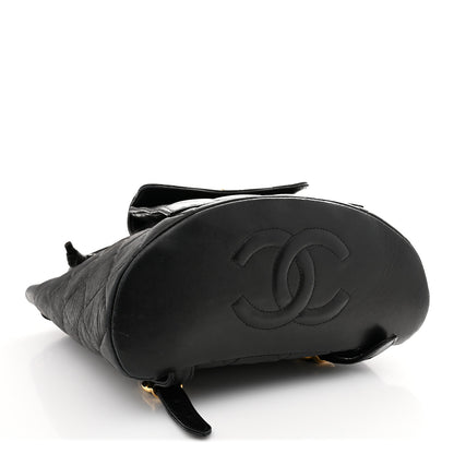 Chanel Lambskin Quilted Drawstring Backpack Black Black 4 of 12