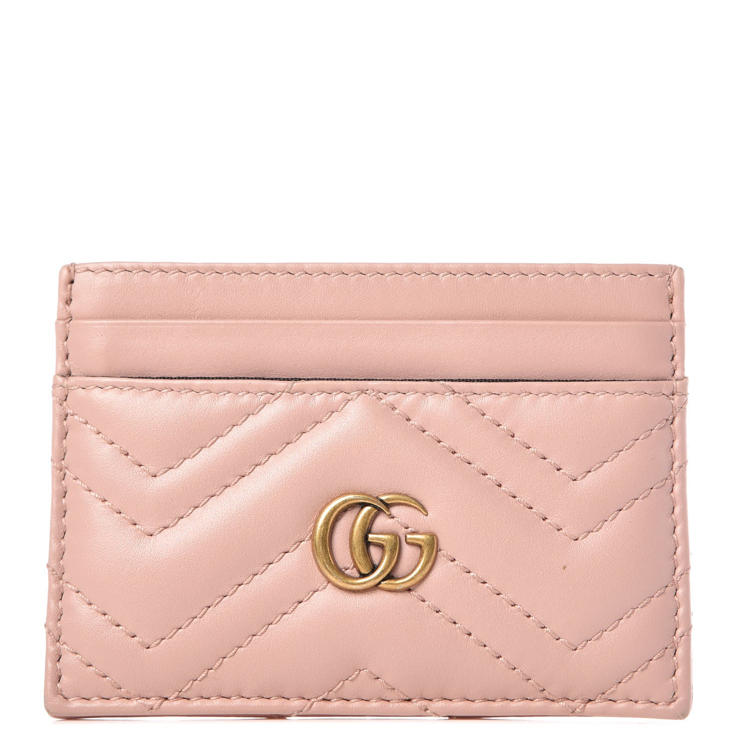 Gucci Calfskin Matelasse GG Marmont Card Holder Perfect Pink 1 of 14