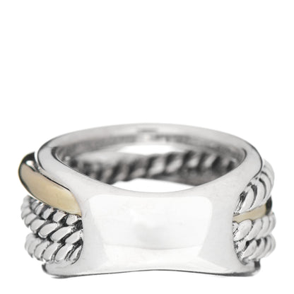 David Yurman Sterling Silver 14K Yellow Gold Wide Crossover Ring 51 5.75 3 of 5