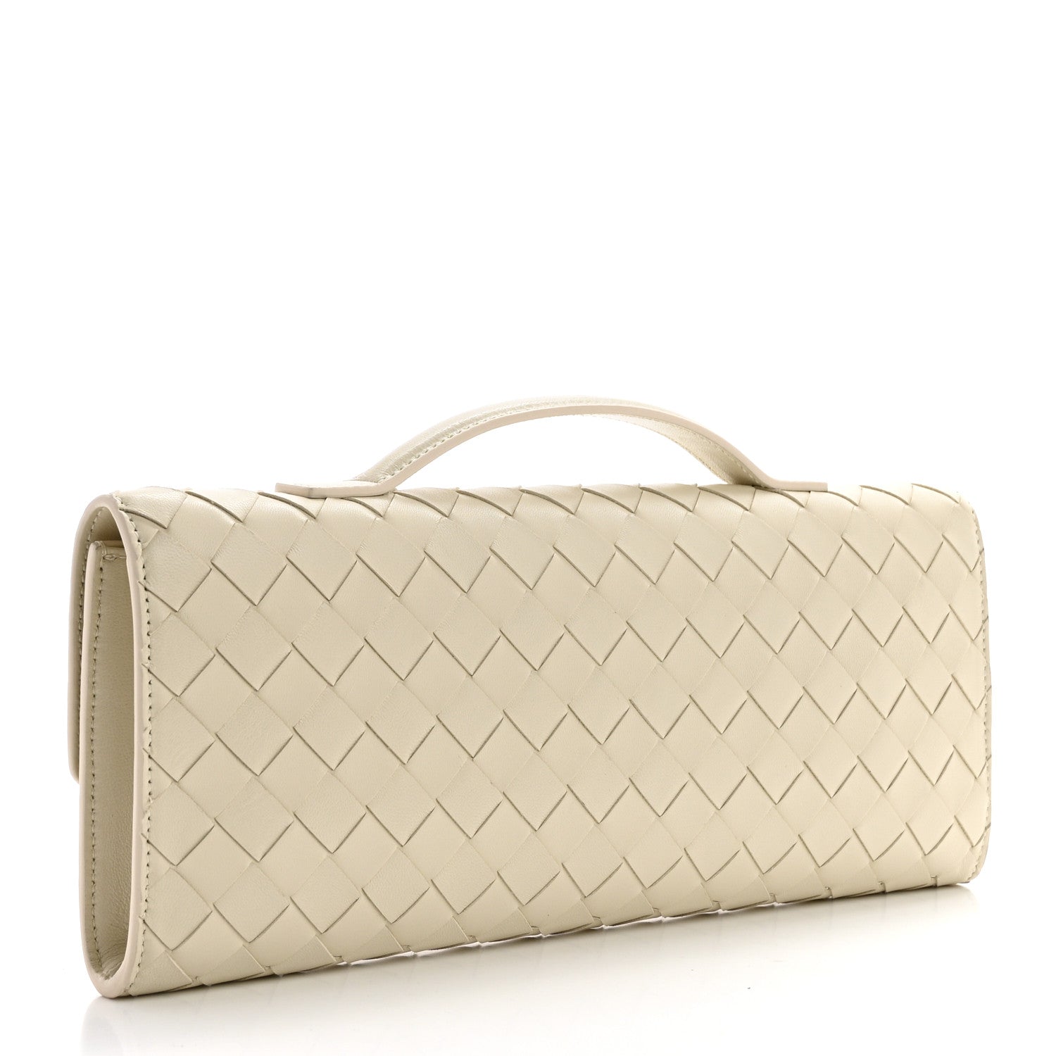 Bottega Veneta Nappa Intrecciato Long Andiamo Top Handle Clutch Sea Salt 3 of 9