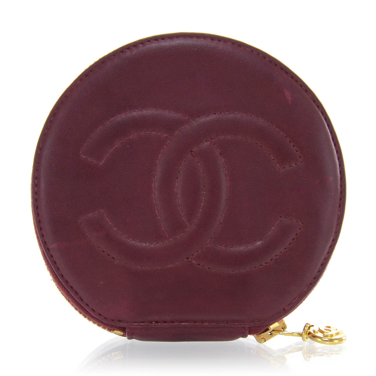 Calfskin Round Jewelry Travel Case