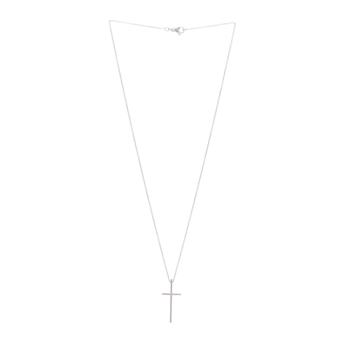 18K White Gold Metro Cross Pendant Necklace