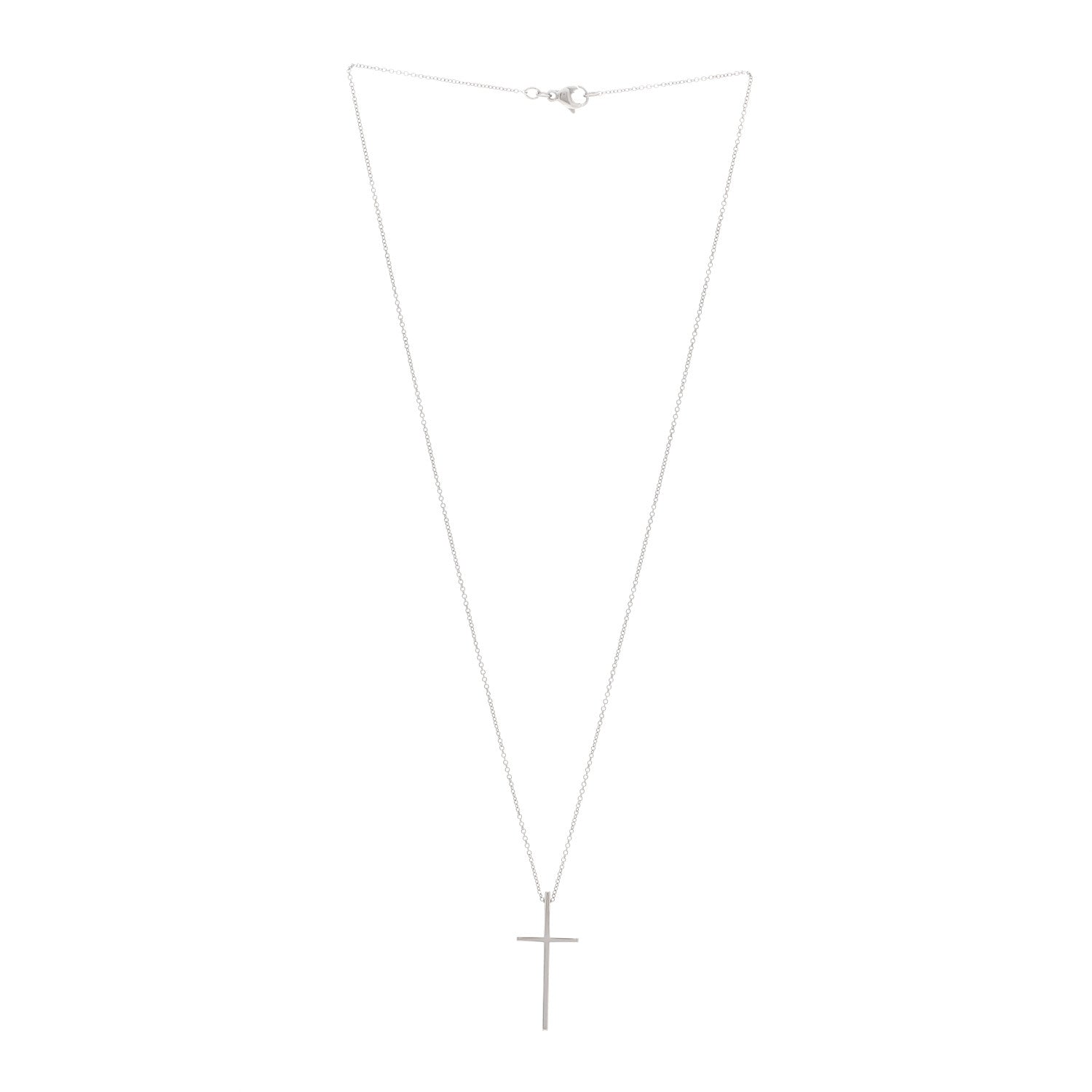 Tiffany 18K White Gold Metro Cross Pendant Necklace 3 of 4