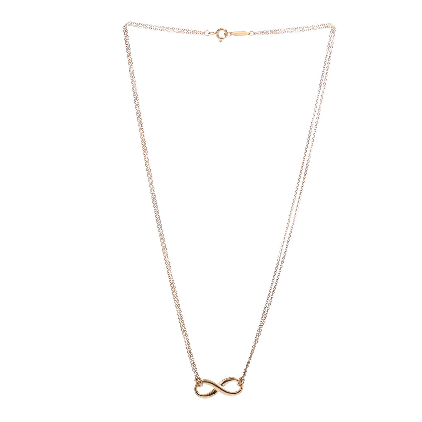 18K Yellow Gold Infinity Double Chain Pendant Necklace