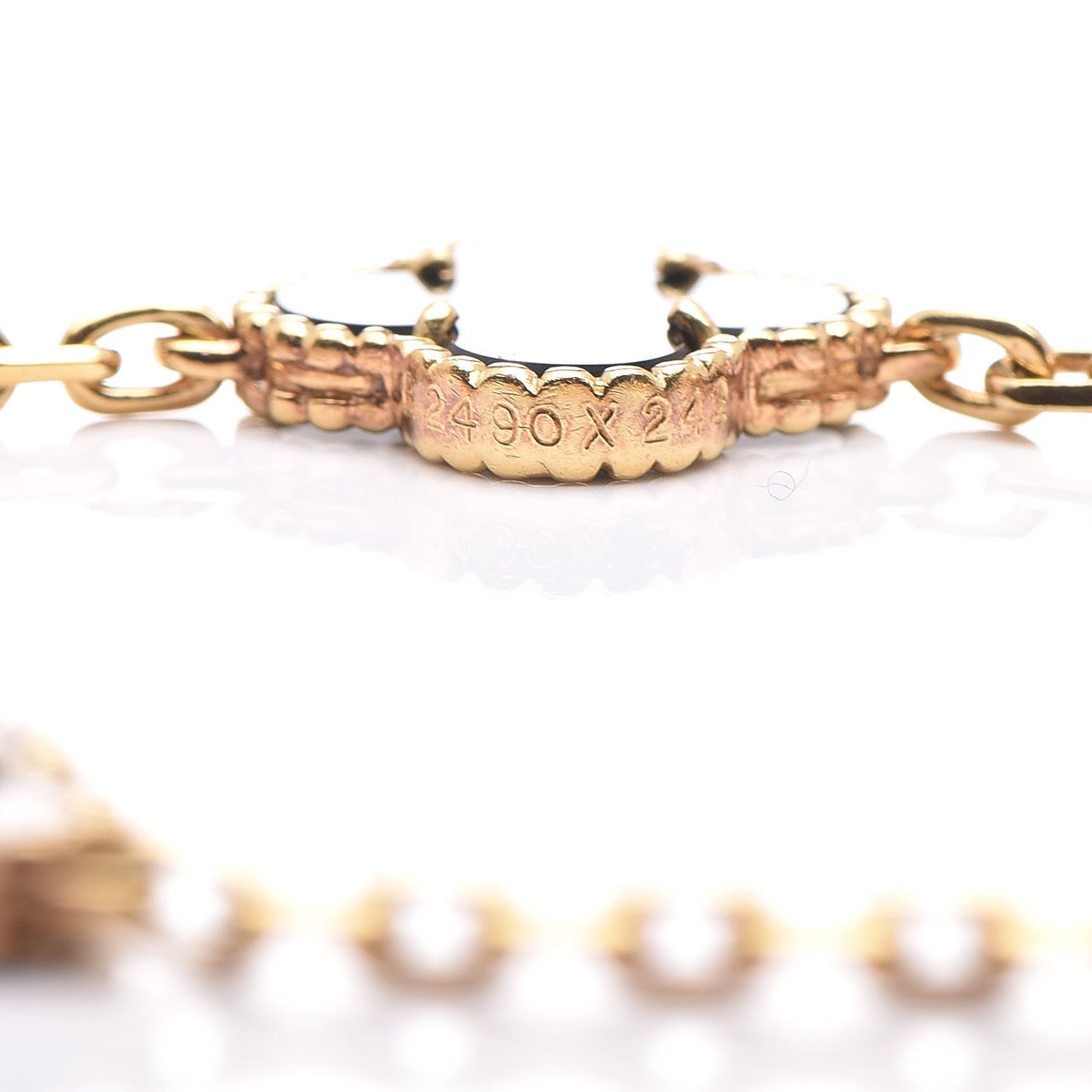 18K Yellow Gold Black Onyx 5 Motifs Vintage Alhambra Bracelet