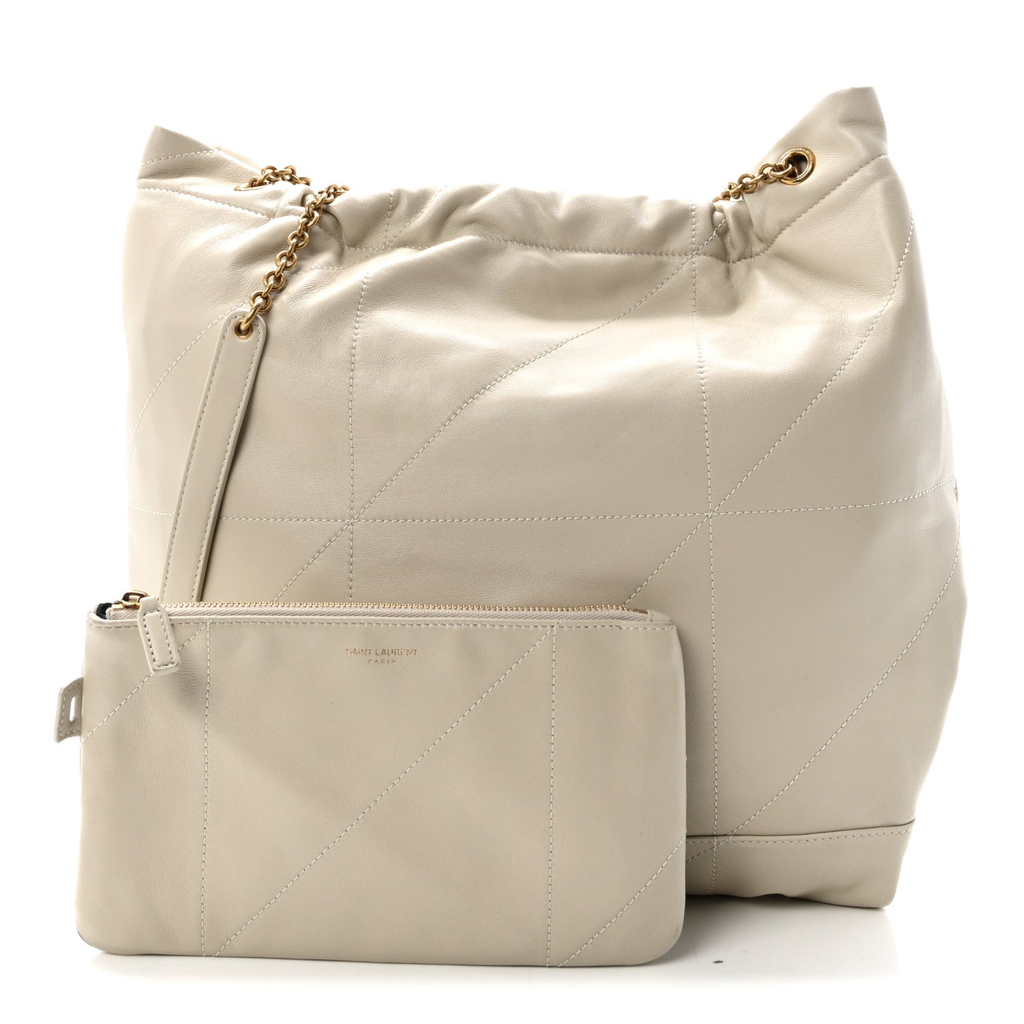Lambskin Matelasse Monogram Medium Jamie 4.3 Pochon Crema Soft