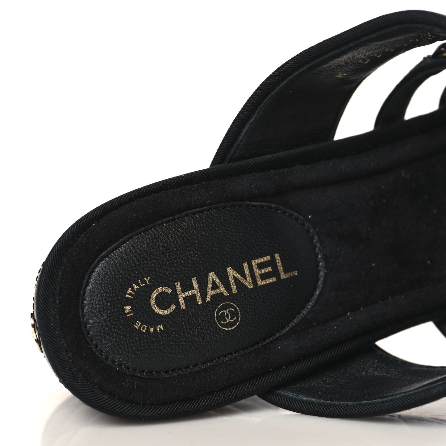 Distressed Patent Quilted Chain Mule Sandals 40.5 Black