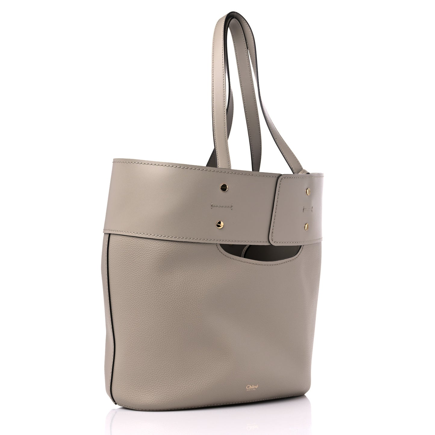 Smooth Grained Calfskin Medium Aby Tote Motty Grey