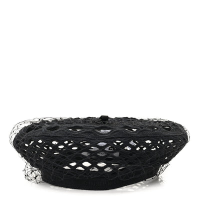 Christian Dior Mesh Arty Veil Beret 58 Black 3 of 8