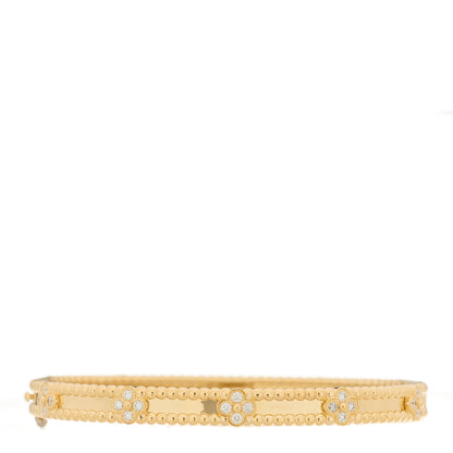 Van Cleef & Arpels 18K Yellow Gold Diamond Perlee Sweet Clovers Bracelet M 2 of 4