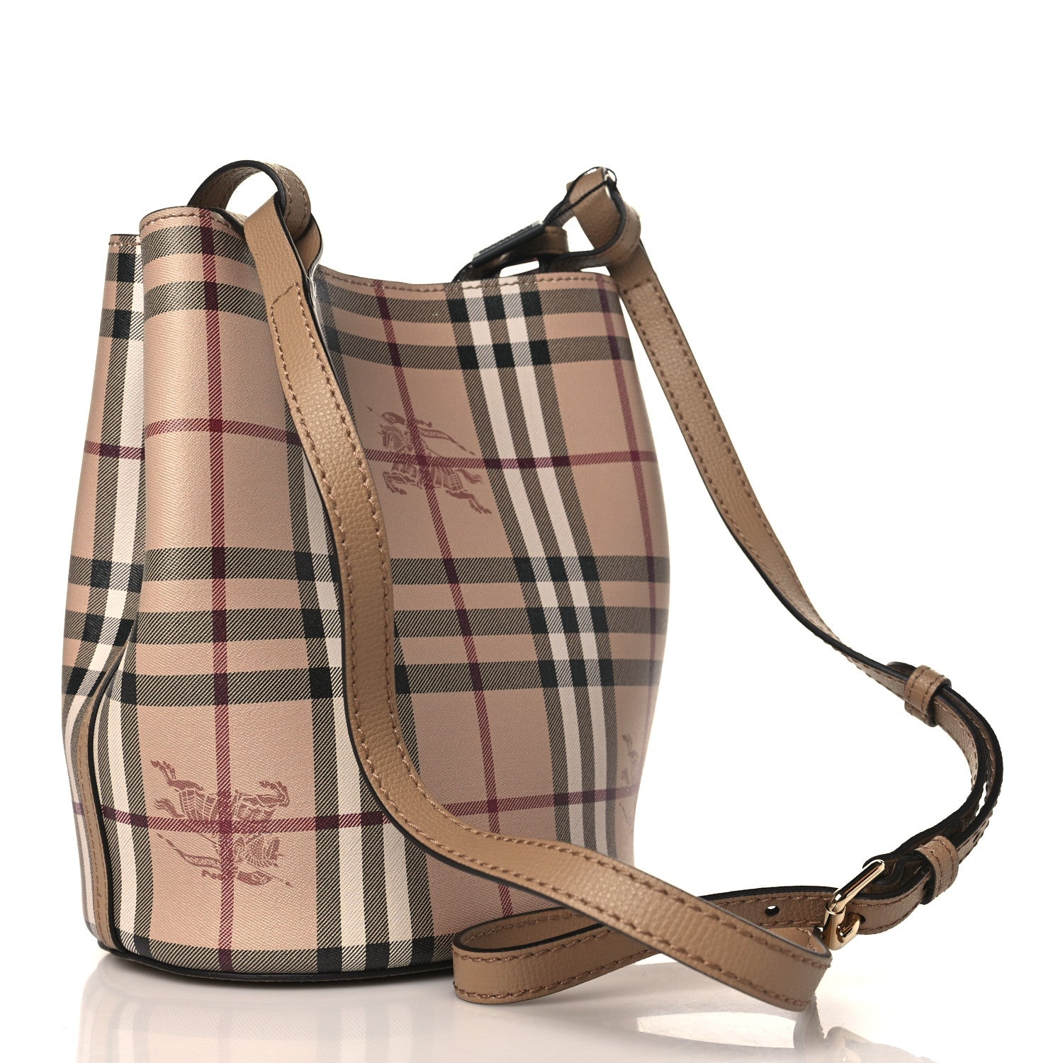 Burberry Haymarket Check Colours Small Lorne Bucket Crossbody Camel 2 of 8
