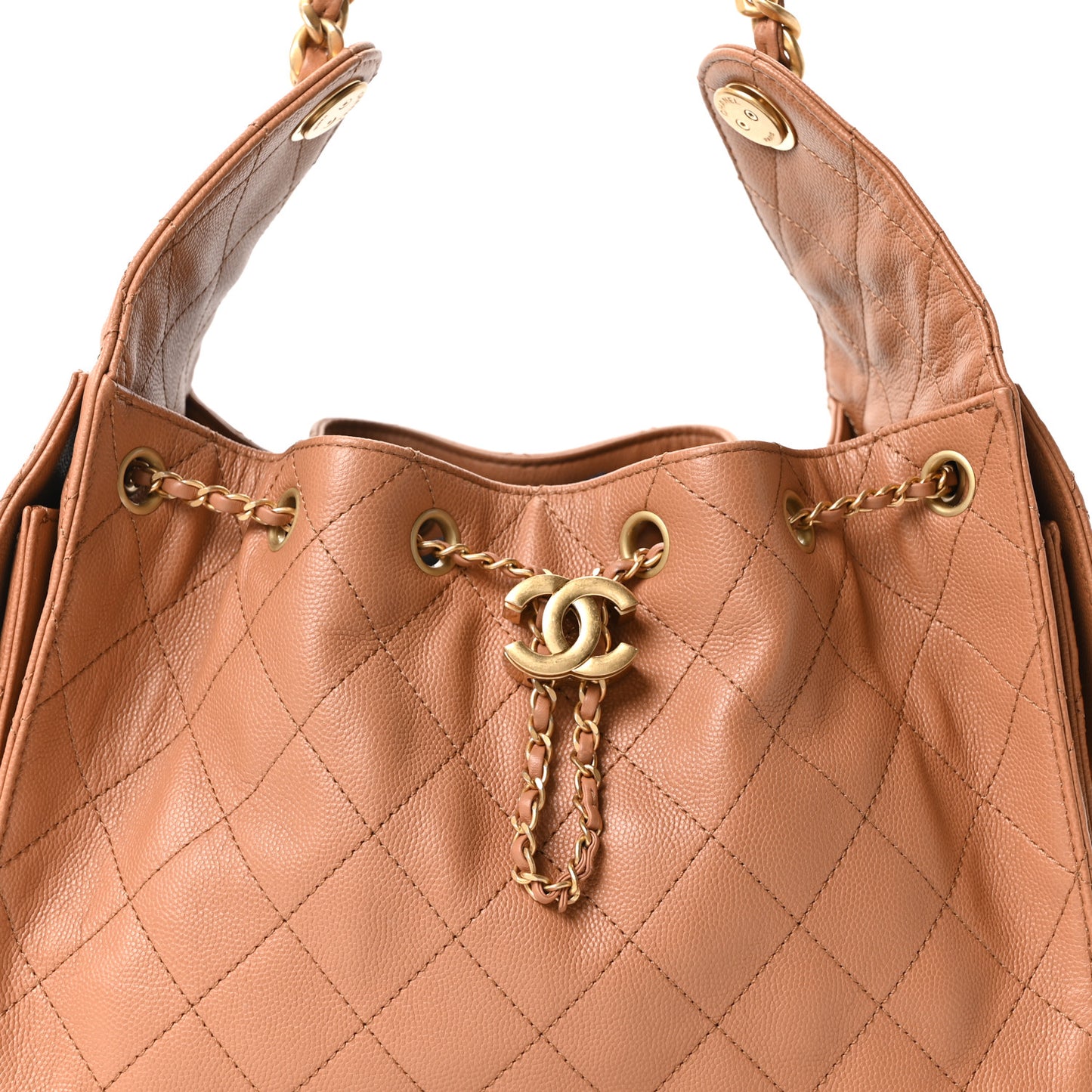 Caviar Quilted Small Chanel 25 Handbag Dark Beige