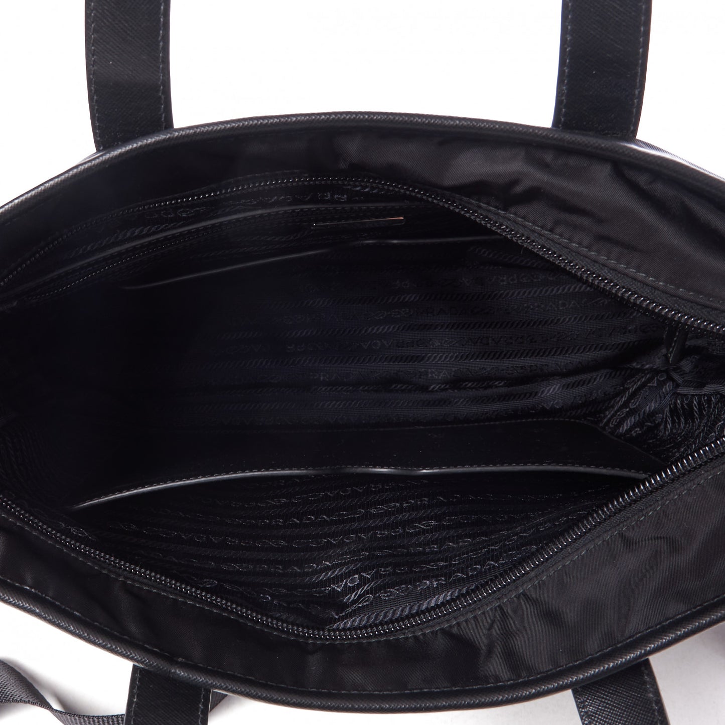 Tessuto Nylon Saffiano Shopping Tote Black