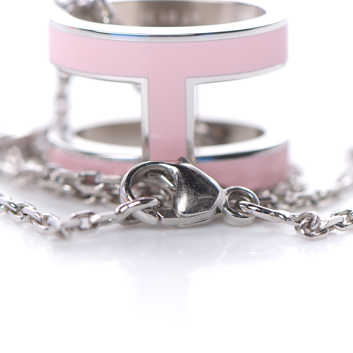 Lacquered Palladium Pop H Pendant Necklace Rose Dragee