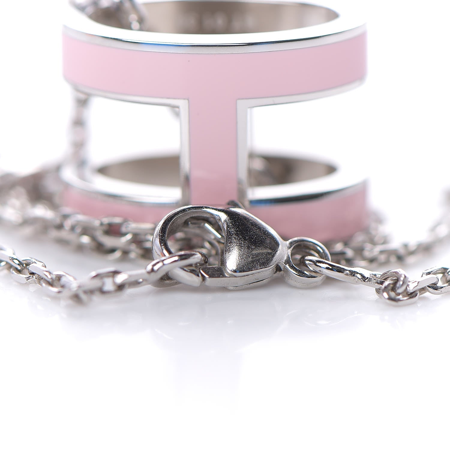 Hermes Lacquered Palladium Pop H Pendant Necklace Rose Dragee 5 of 6