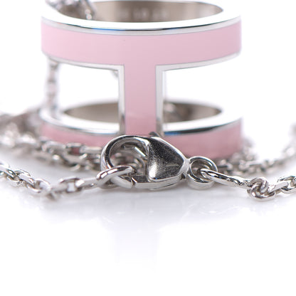 Hermes Lacquered Palladium Pop H Pendant Necklace Rose Dragee 5 of 6