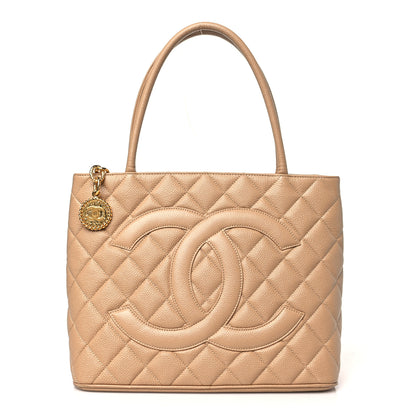Chanel Caviar Quilted Medallion Tote Beige 1 of 10