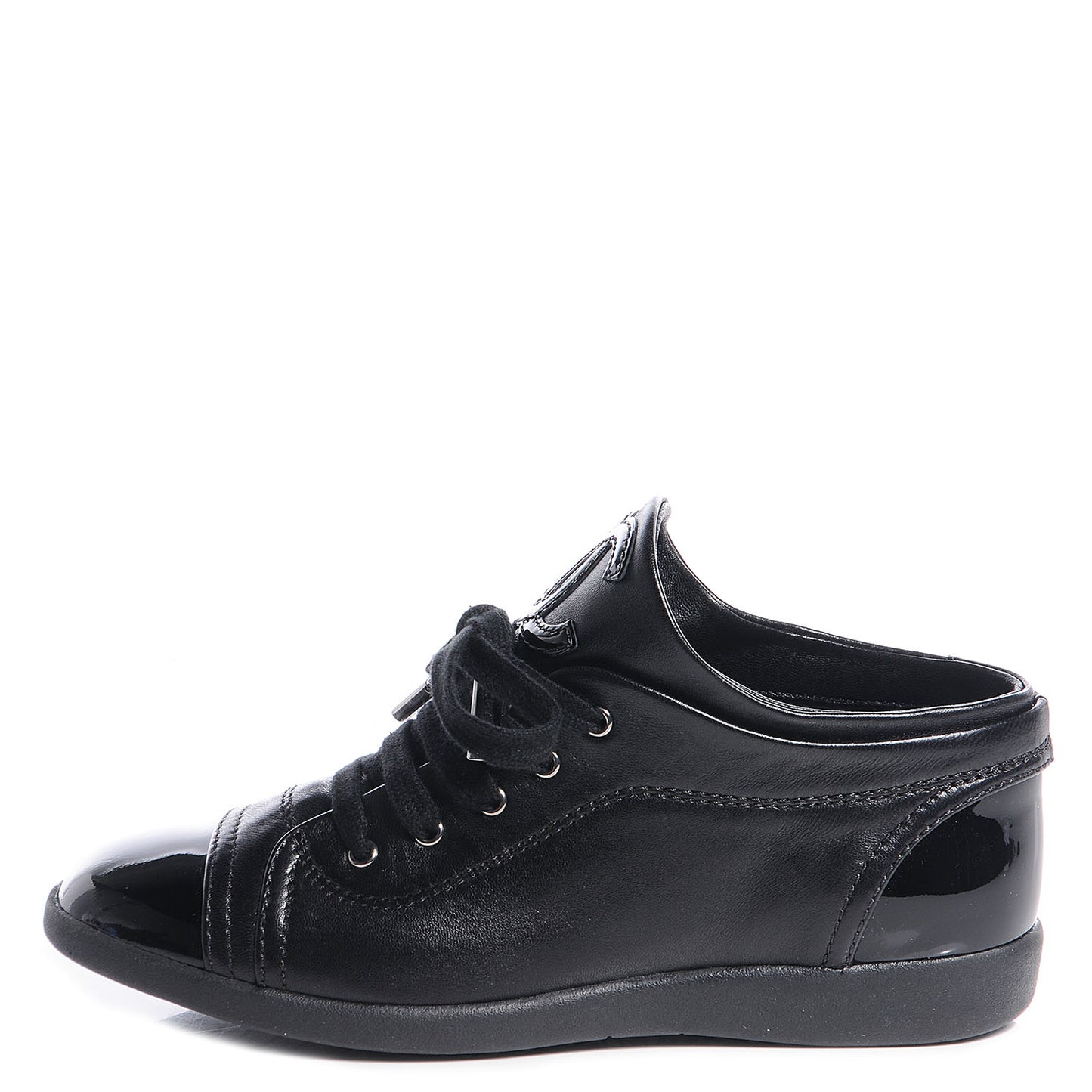 Lambskin Patent Cap Toe CC Sneakers 35 Black