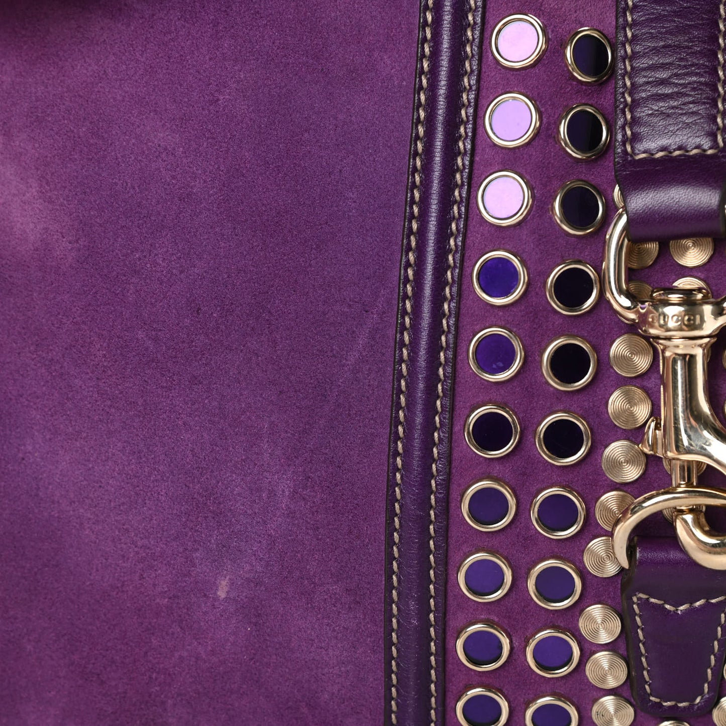 Suede Studded Large Jackie Shoulder Bag Purple