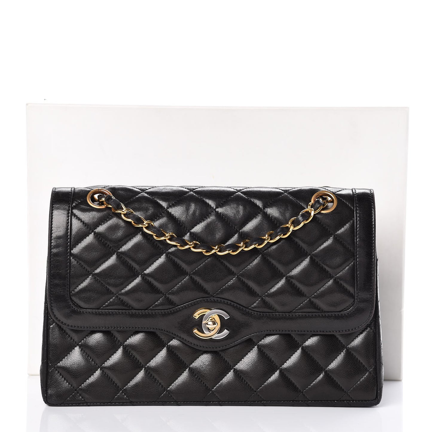 Lambskin Quilted Medium Double Flap Black