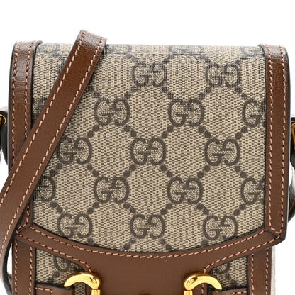 Gucci GG Supreme Monogram Mini Horsebit 1955 Crossbody Bag Beige Brown Sugar 8 of 11