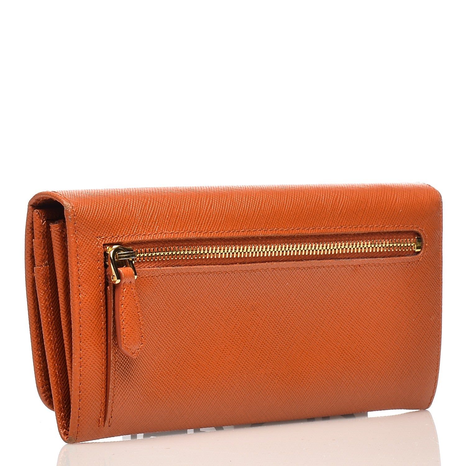 Prada Saffiano Bow Continental Wallet Papaya 3 of 12