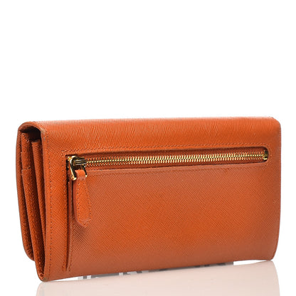 Prada Saffiano Bow Continental Wallet Papaya 3 of 12