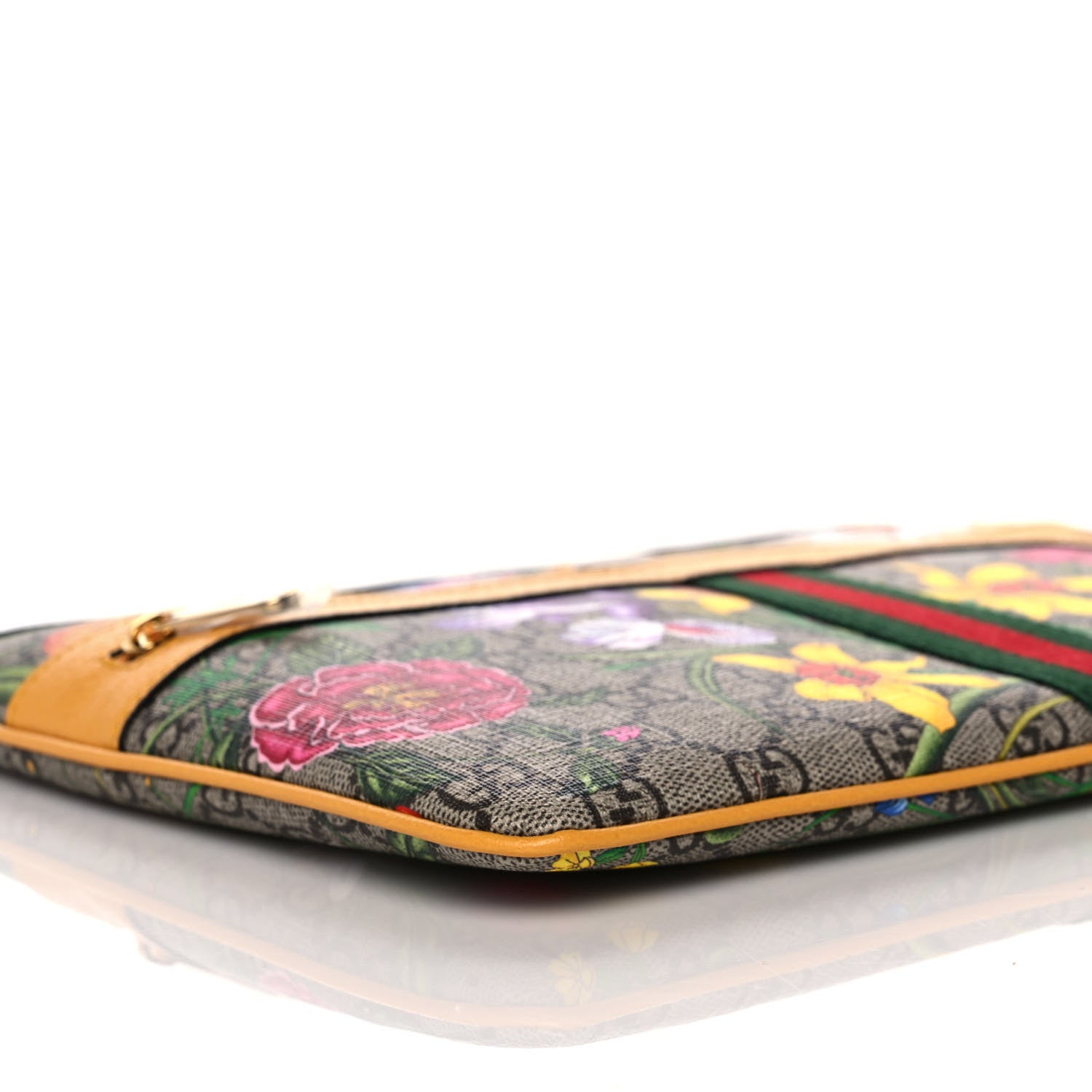 Gucci GG Supreme Monogram Flora Large Ophidia Pouch Clutch Beige Multicolor Crop 9 of 10