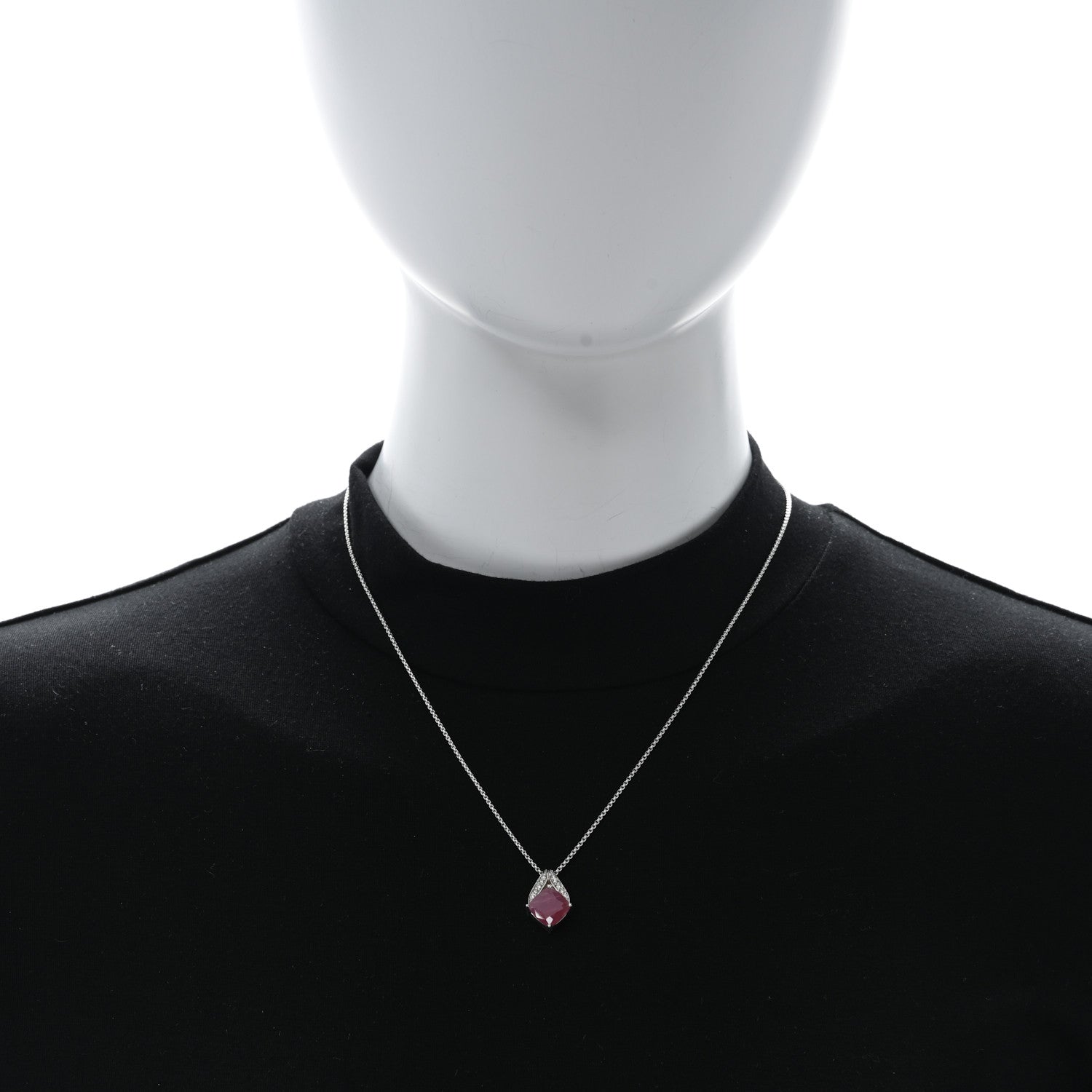 John Hardy Sterling Silver Diamond Ruby Pendant Necklace 3 of 5