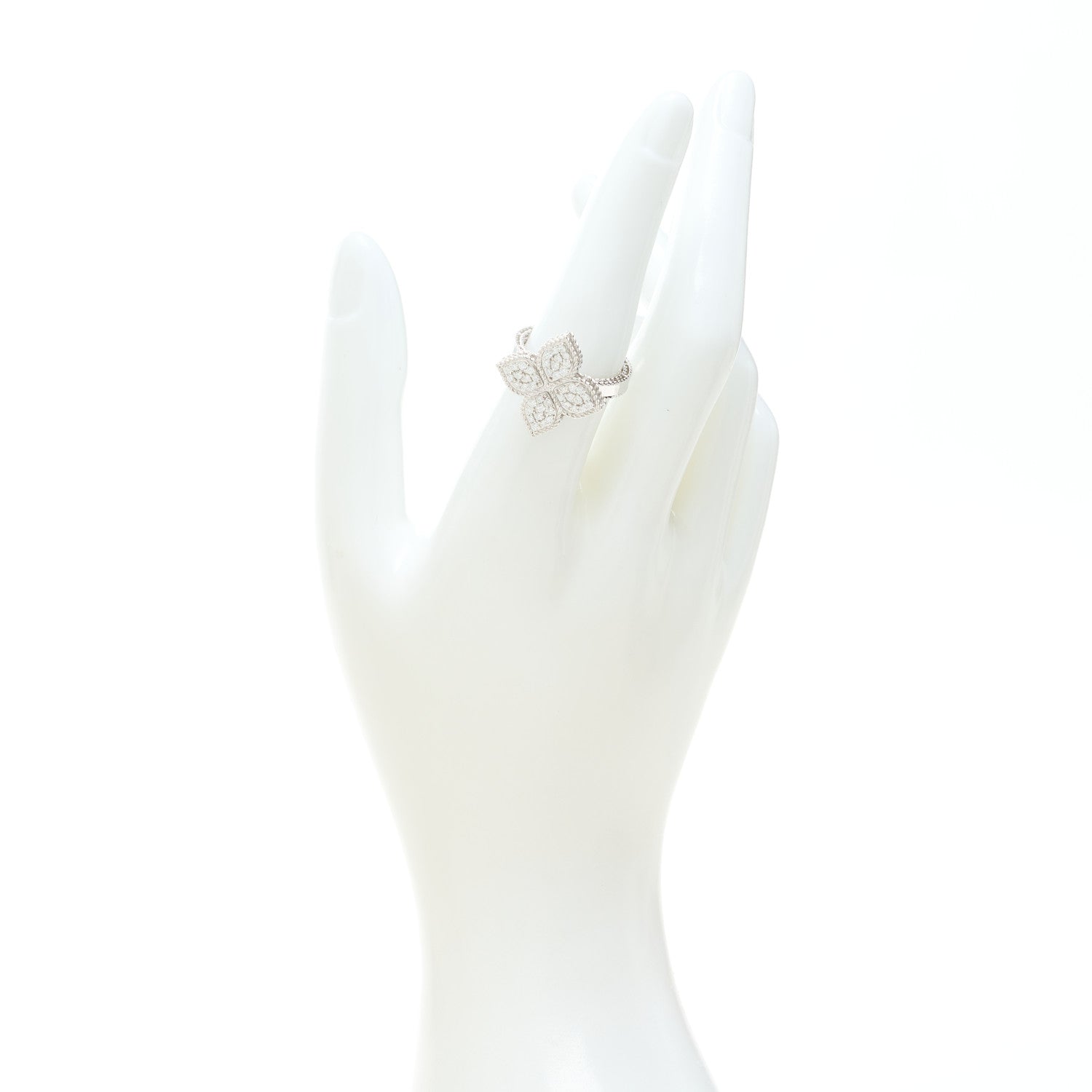 Roberto Coin 18K White Gold Diamond Venetian Princess Flower Ring 53 6.5 2 of 4
