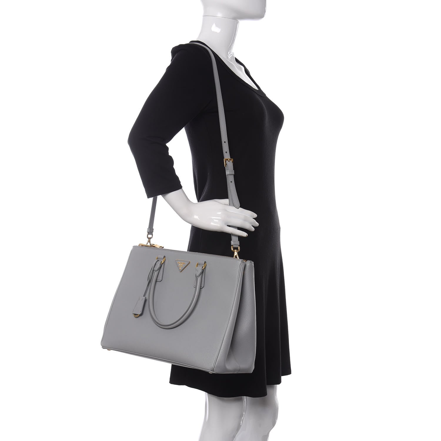 Prada Saffiano Large Galleria Double Zip Tote Granito 2 of 10
