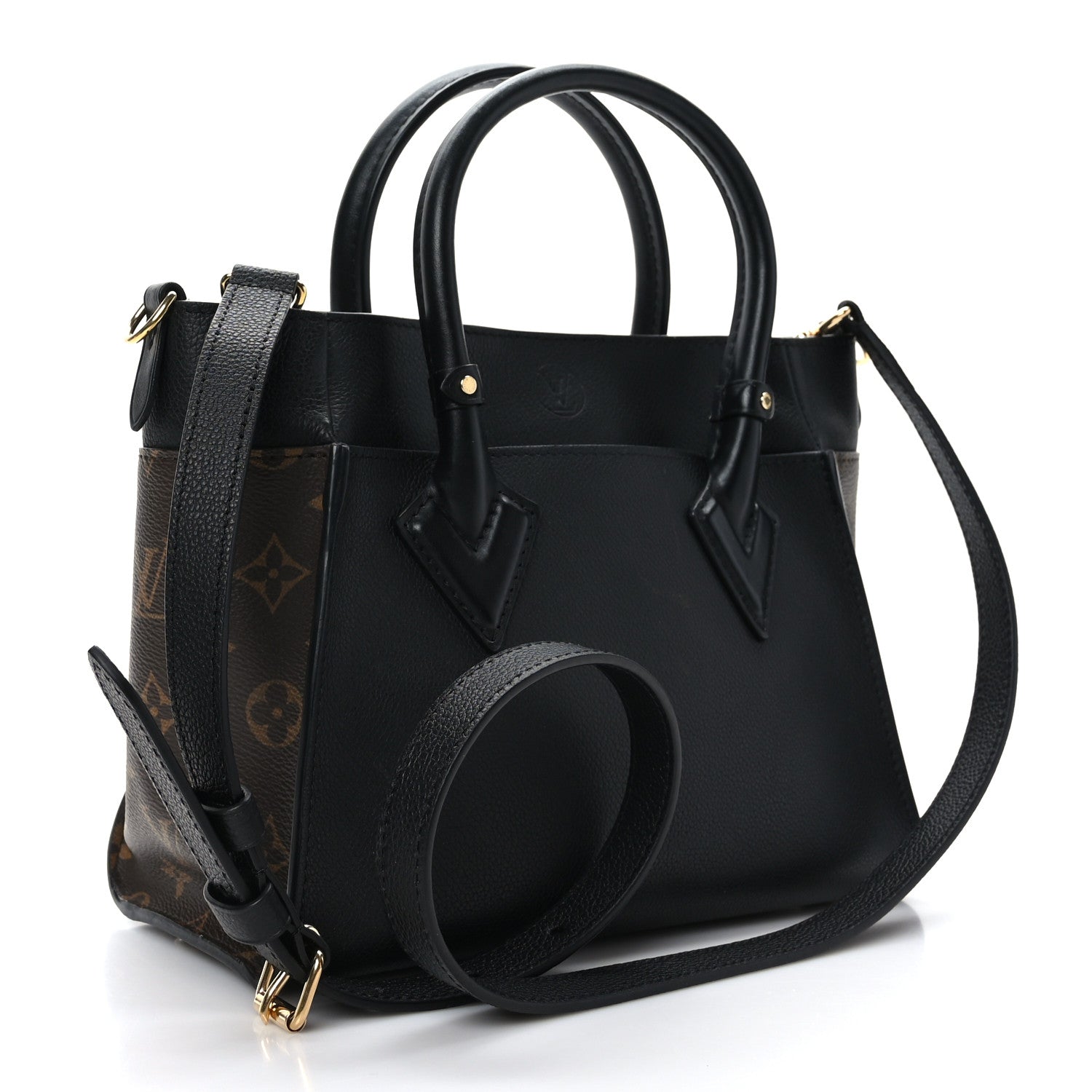 Louis Vuitton Calfskin Monogram On My Side PM Black 3 of 8