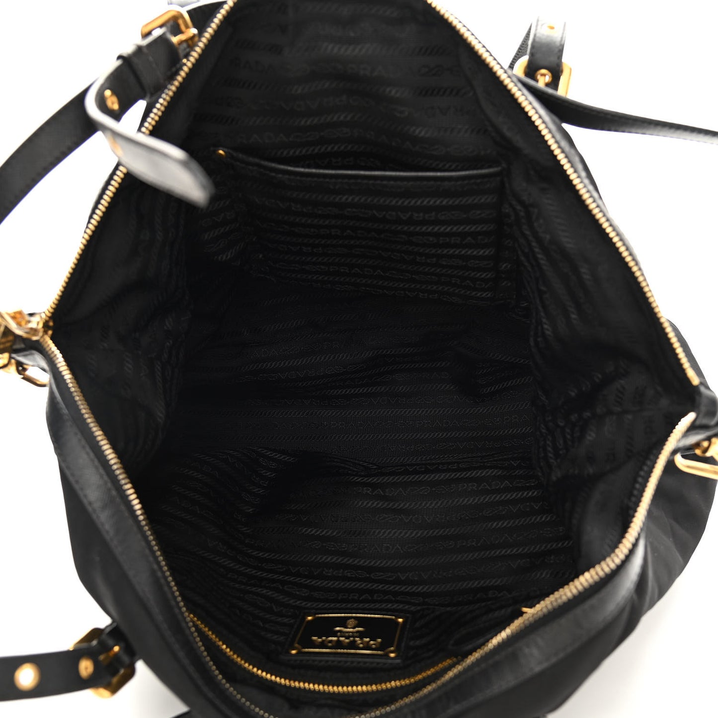 Saffiano Tessuto Nylon Logo Shopping Tote Black