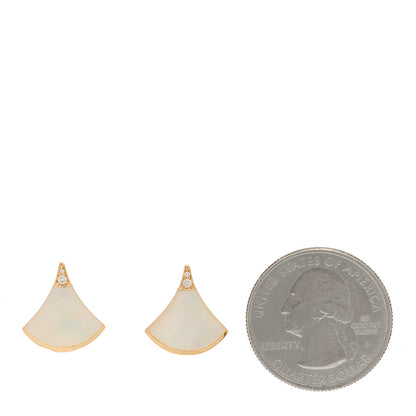 Bulgari 18K Rose Gold Diamond Mother of Pearl Divas' Dream Stud Earrings 2 of 5